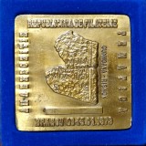 SV * Medalia A II-a EXPOZITIE REPUBLICANA DE FILATELIE TEMATICA - BRASOV 1979 * Cumidava - Rasnov * unifata * 70 x70 x3 mm