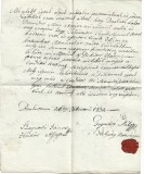 A3029N Locuitorul rom&acirc;n Achim Man din Borcut, Maramureș, &icirc;mprumut, 1832, Borcut, act cu sigiliu &icirc;n ceară roșie