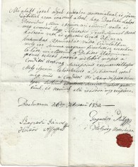 A3029N Locuitorul rom&acirc;n Achim Man din Borcut, Maramureș, &icirc;mprumut, 1832, Borcut, act cu sigiliu &icirc;n ceară roșie