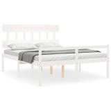 Cumpara ieftin Cadru de pat senior cu tablie, 160x200 cm, alb, lemn masiv