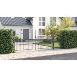 Poarta de Grădină cu V&acirc;rf de Lance Gri 175 x 500 cm din Oțel