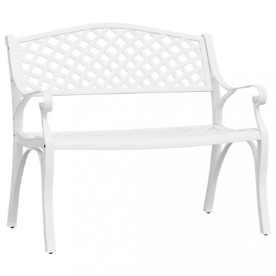 Banca de gradina, alb, 102 cm, aluminiu turnat foto