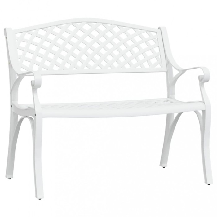 Banca de gradina, alb, 102 cm, aluminiu turnat