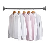 Suport de haine negru, reglabil 76-124cm, bară de agățat pentru dulap, cameră de spălat, instalare cu șuruburi