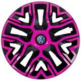 Cumpara ieftin Set 4 Capace Roti 14 inchi Best Roz-Negru, Compatibile Cu Volkswagen