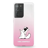 Cumpara ieftin Husa Cover Karl Lagerfeld TPU Choupette Eat Gradient pentru Samsung Galaxy S21 Ultra Pink