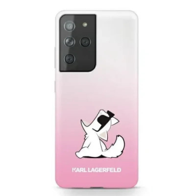 Husa Cover Karl Lagerfeld TPU Choupette Eat Gradient pentru Samsung Galaxy S21 Ultra Pink foto