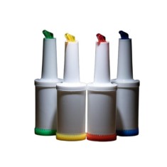 Sticla bar cu baza si picurator colorate, 1 litru