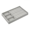 Organizator Bijuterii, Model Suport Compartimentat, Gri, Dimensiuni 21x12.5cm, Textura Piele de Căprioară, Oem