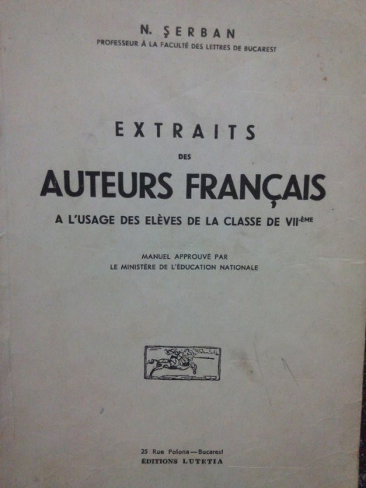 N. Serban - Extraits des auteurs francais (1944)