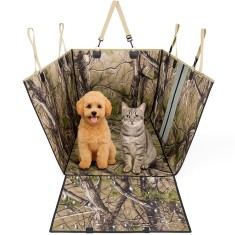 Husa auto de protectie bancheta pentru transport animale, Linomag&reg;, pentru caini si pisici, Impermeabila, Antialunecare, Multicolor, 145 x 130 cm