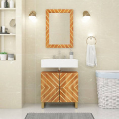 Oglinda de baie, maro, 50x70x3 cm, lemn masiv mango si sticla GartenMobel Dekor