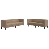 Cumpara ieftin Set canapele Chesterfield cu 2 locuri, cappuccino, piele eco.