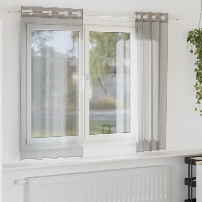 vidaXL Perdele Voile cu Oelii 2 buc Gri deschis 140x140 cm foto