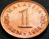 Cumpara ieftin Moneda exotica 1 SEN - MALAEZIA, anul 1988 *cod 4540 = UNC din SET NUMISMATIC, Asia