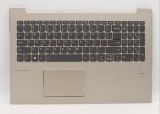 Carcasa superioara cu tastatura palmrest Laptop, Lenovo, IdeaPad 520-15IKB Type 80YL, 81BF, 5CB0N98578, AM14K000310, iluminata, cu fingerprint, aurie,