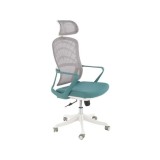 Scaun birou ergonomic HM Vesuvio 2, mesh, mecanism balans, baza polipropilena, suport lombar, tetiera reglabila, 120 kg, turcoaz/gri/alb