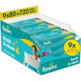Pampers Fresh &amp; Clean Servetele umede pentru copii 9x80 buc