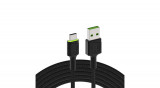 Green Cell Ray Cablu USB de date și &icirc;ncărcare - USB-C 200cm cu LED-uri verzi de iluminat Ultra Charge &icirc;ncărcare rapidă suport QC 3.0