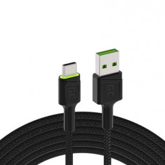 Green Cell Cablu de date și încărcare Cablu de date și încărcare USB Ray - USB-C 120cm cu lumină LED verde și încărcare rapidă Ultra Charge, suport QC