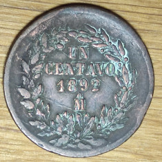 Mexic perioada federala -moneda de colectie raruta- 1 centavo 1892 - stare buna!