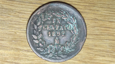 Mexic perioada federala -moneda de colectie raruta- 1 centavo 1892 - stare buna! foto