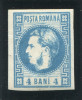 1868 , Lp 23 , Carol I cu favoriti 4 Bani albastru - M.V.L.H., Nestampilat