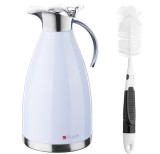 Termos tip carafa Pykal, otel inoxidabil, pereti dubli izolati in vid 24h, 2 L, perie de curatare, albastru, Resigilat, Grad A