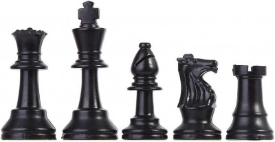 Z one Chess Pieces Plastic Chessmen Set Joc de șah internațional Alb-negru Mediu foto