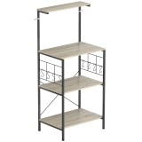 HOMCOM Raft de Bucătărie Stil Industrial cu 4 Nivele și 8 C&acirc;rlige Stejar | Aosom Romania