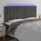vidaXL Tăblie de pat cu LED, gri &icirc;nchis, 160x5x118/128 cm, catifea 3122913