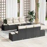 VidaXL Set canapea grădină 7 pcs Negru, alb 55 x 55 x 37 cm