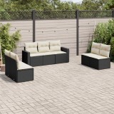 Cumpara ieftin Gossi set canapele de gradina cu perne, 7 piese, negru, poliratan