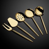Cumpara ieftin Set ustensile servire 5 bucati Almeria Auriu 23.5x23.5x4 cm