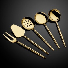 Set ustensile servire 5 bucati Almeria Auriu 23.5x23.5x4 cm