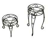 Set 2 suporturi ghivece flori fier negru 31,5 x 28, 31,5 x 48 cm