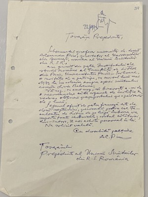 Alexandru Piru - document vechi - manuscris, semnatura olografa foto