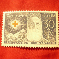 Timbru Elvetia 1928 - Pro Juventute - Personalitati , val. 30C sarniera