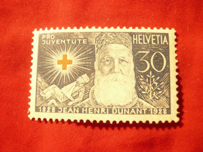Timbru Elvetia 1928 - Pro Juventute - Personalitati , val. 30C sarniera foto