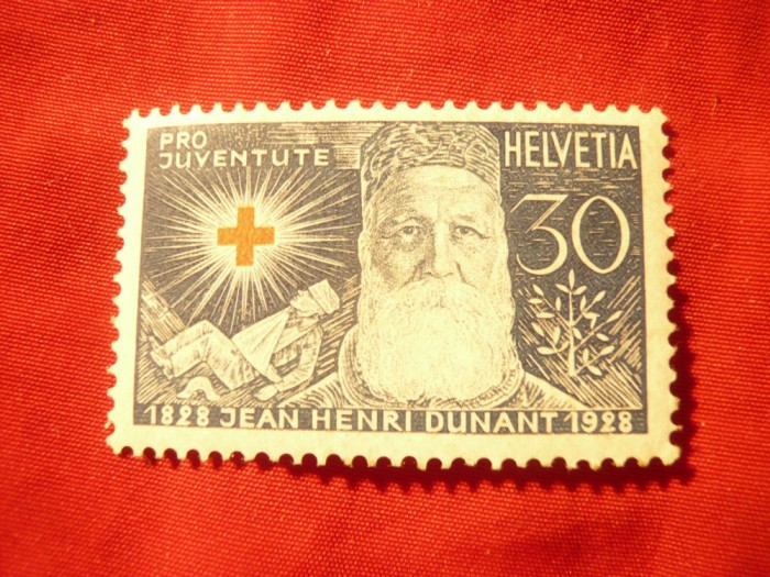 Timbru Elvetia 1928 - Pro Juventute - Personalitati , val. 30C sarniera