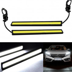 Lumini de zi DRL, LED 12W, lumineaza albastru, benzi fixare, 17.5x1.5x0.5 cm, set 2 buc foto