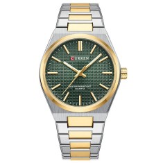 Ceas barbatesc Curren Casual Analog Quartz Business Fashion Indici luminosi Auriu/Verde