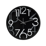 Ceas de perete, 30 cm, Negru, Cifre mari, Plastic, ATU-087621