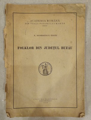 N. Georgescu Tistu, Folklor din judetul Buzau, 1928 foto