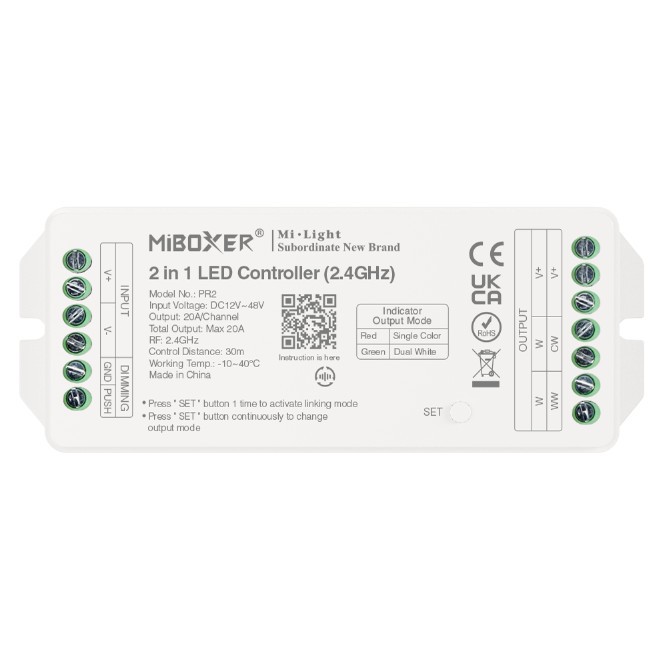 Controller Dimmer Led Monocolor Dual White, RF 2.4GHz, 12-48VDC MiBoxer PR2