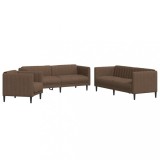 Cumpara ieftin Set de canapele, 3 piese, maro, textil