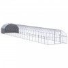Coteț găini vidaXL exterior, oțel zincat, 3x20x2m, argintiu, cu acoperiș impermeabil