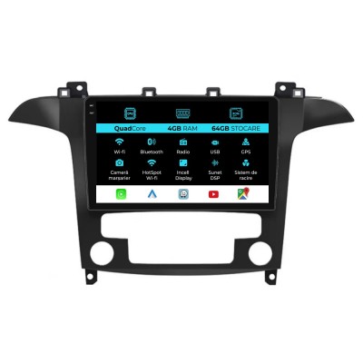 Navigatie Dedicata Ford S-Max (2006 - 2015),QuadCore, 9Inch, 4Gb Ram, 64Gb Stocare, Carplay, Clima automata foto