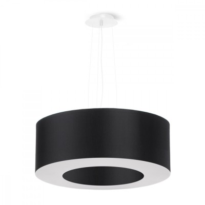Lustar Saturn Negru Din Material Textil/Pvc/Otel Cu 5 Becuri Rotunde Minimalist De Interior foto
