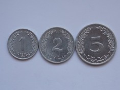 LOT 3 MONEDE 1,2,5 MILIM TUNISIA 1960
